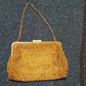 Gold beaded prom bag